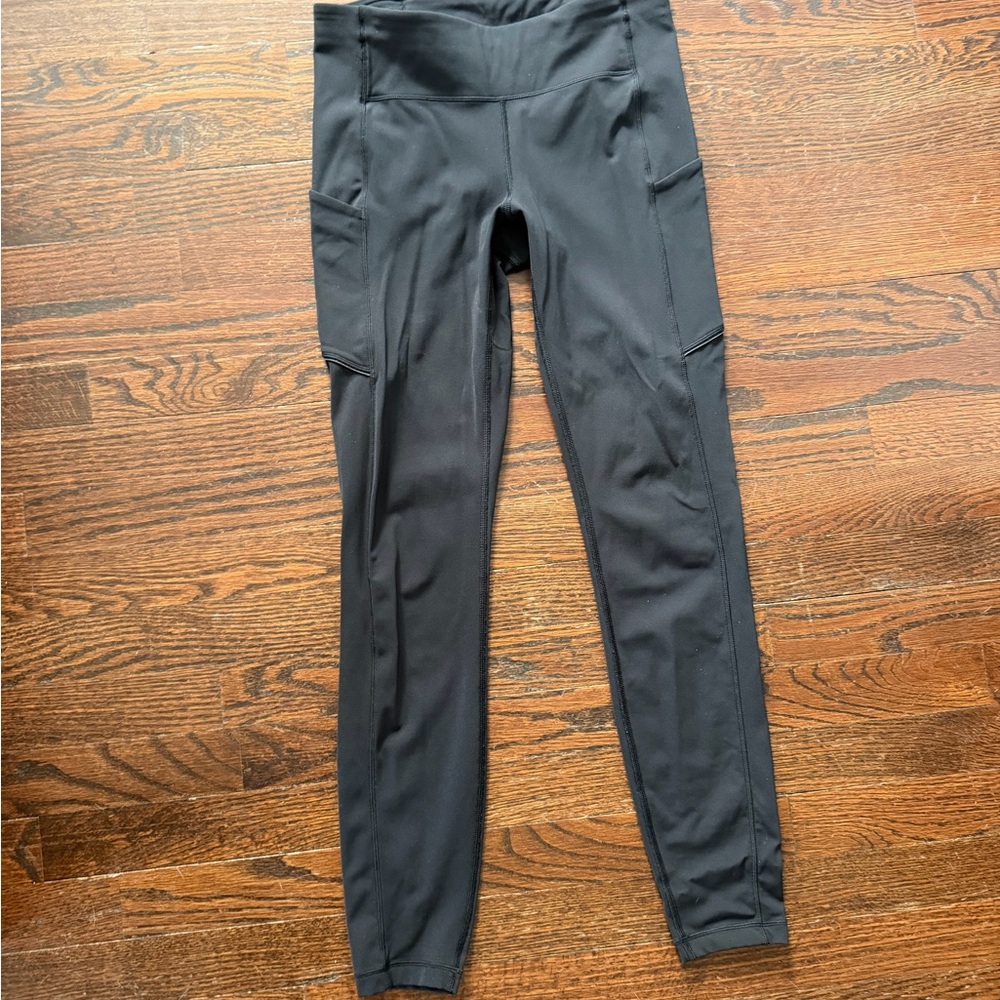 lululemon athletica full length mid waisted black leggings. Size 6. Like new!